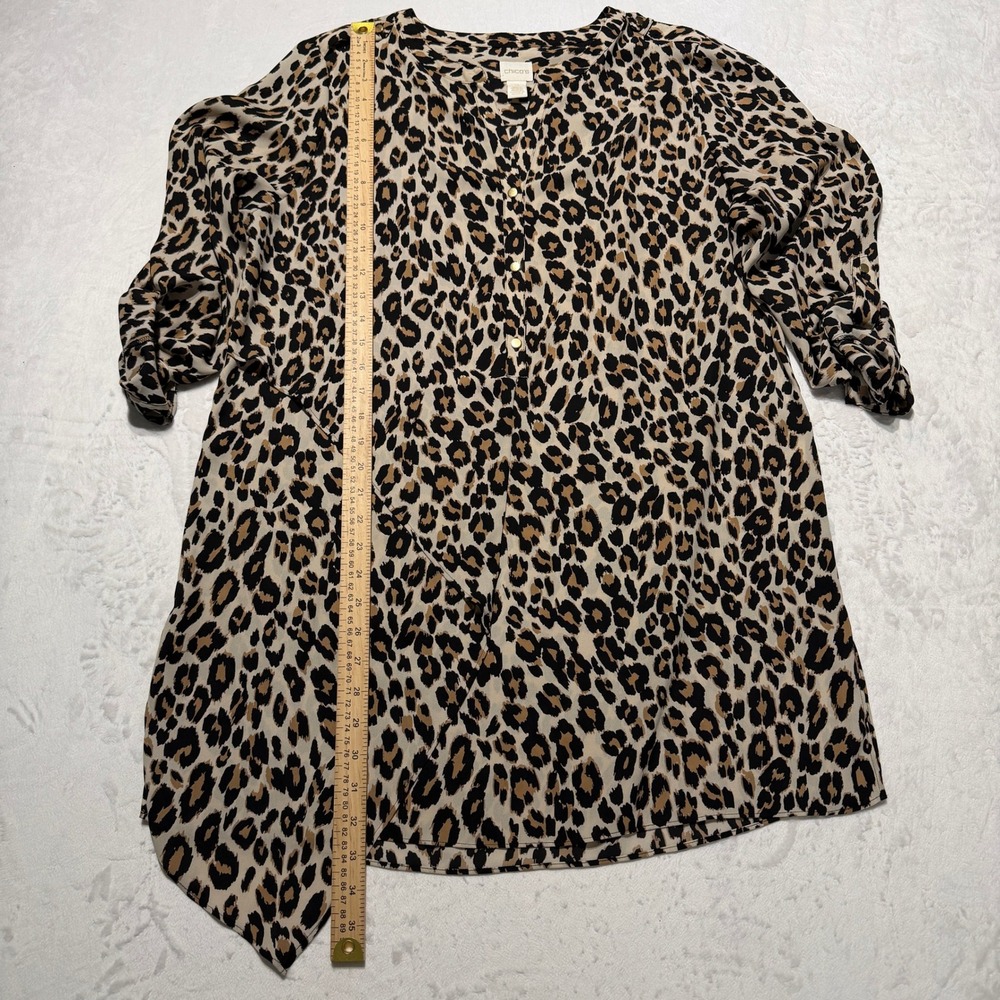 Chico's Leopard Print Asymmetrical Hem Tunic Dress Size L Boho Chic - Picture 5 of 8